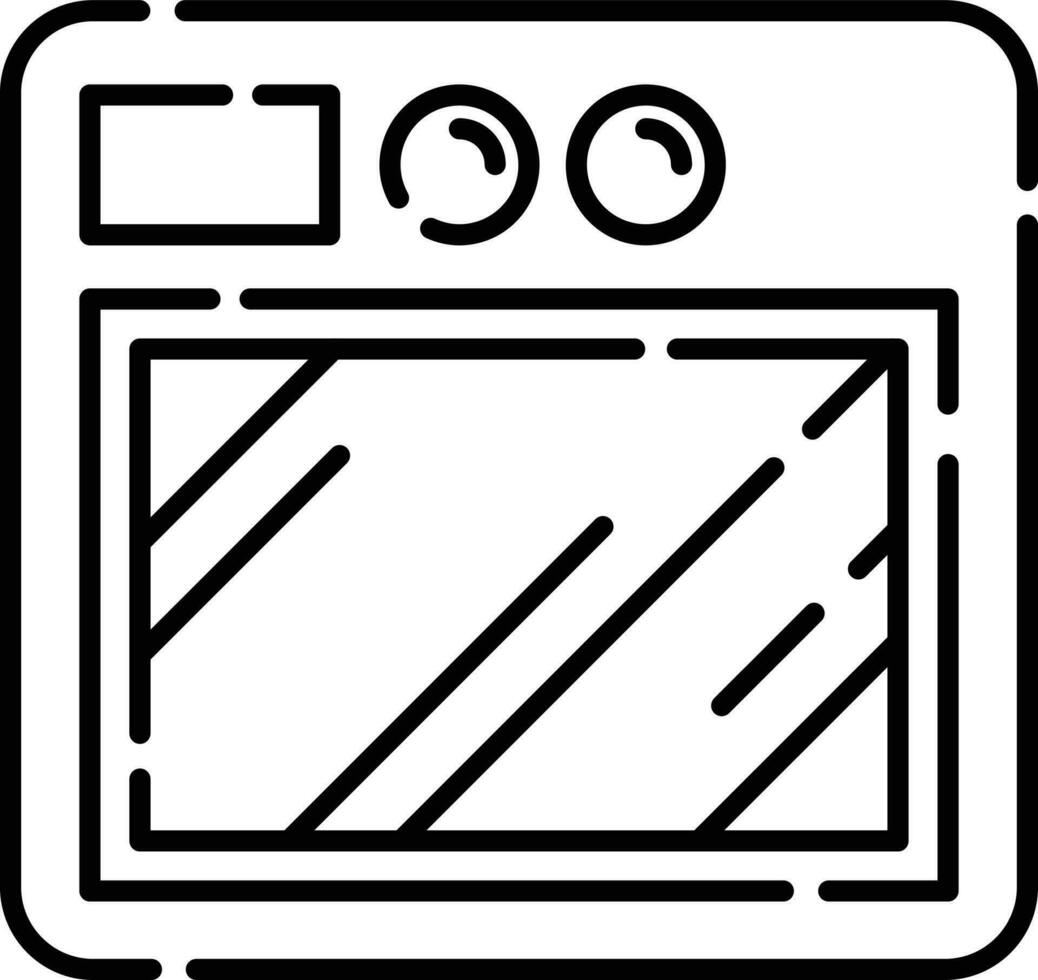 Oven Icon Or Symbol In Black Outline. vector