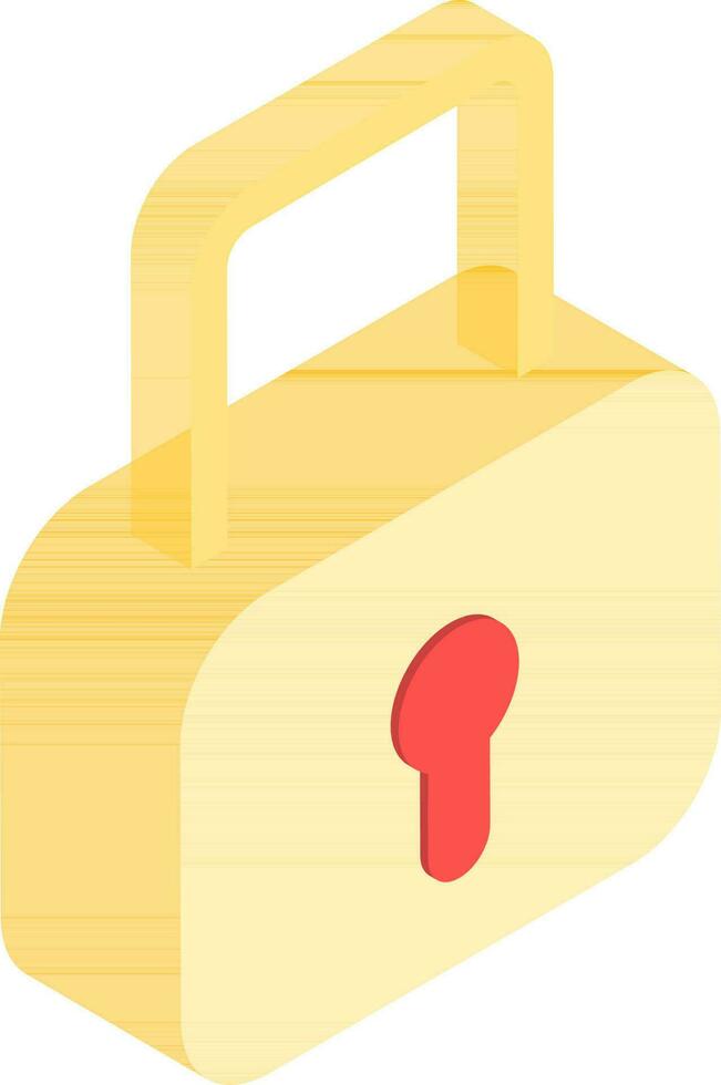 Yellow and Red Lock Icon in 3D Style. vector