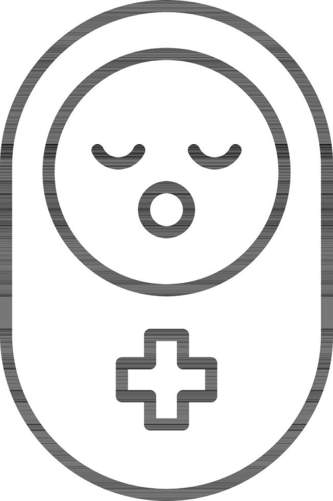 Illustration of Baby Health Icon in Black Line Art. vector