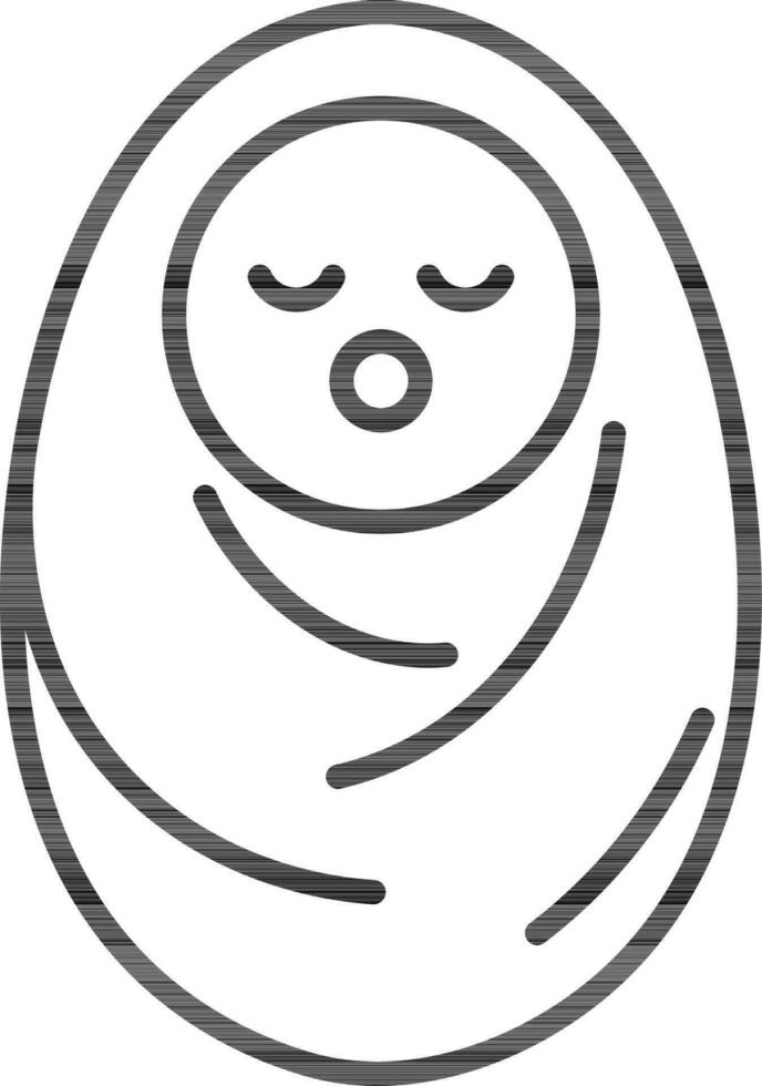 Newborn Baby Icon in Black Line Art. vector