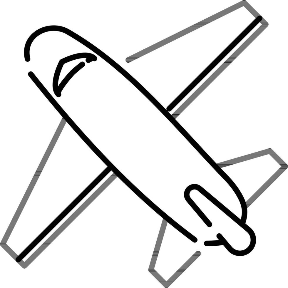 Aeroplane Icon In Black Line Art. vector