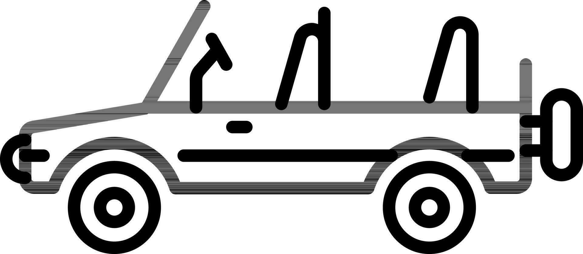 Black Line Art Jeep Icon in Flat Style. vector