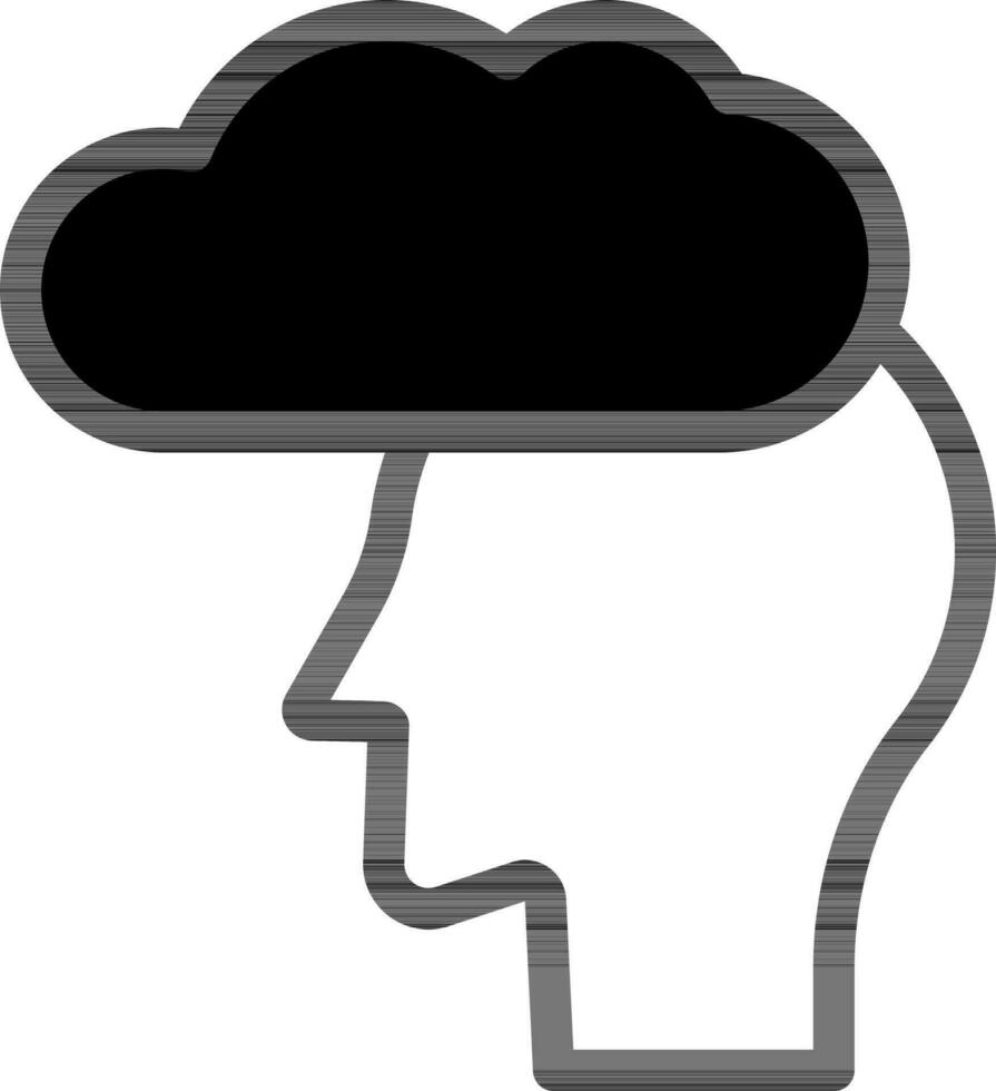 Isolated Cloud With Mind Icon in Line Art. vector