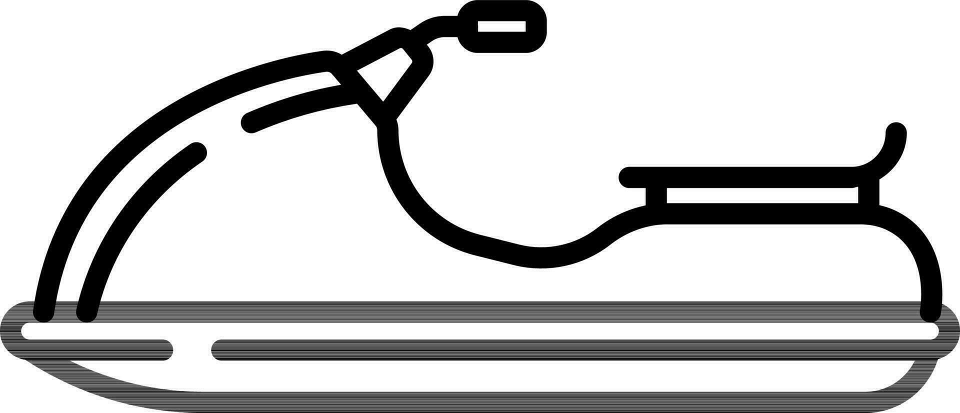 Black Line Art Illustration of Jet Ski Icon. vector