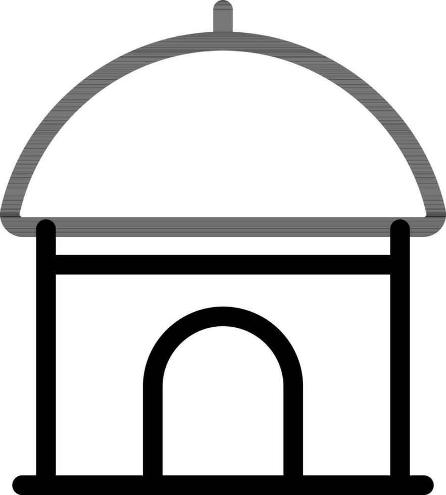 African house icon in black outline. vector