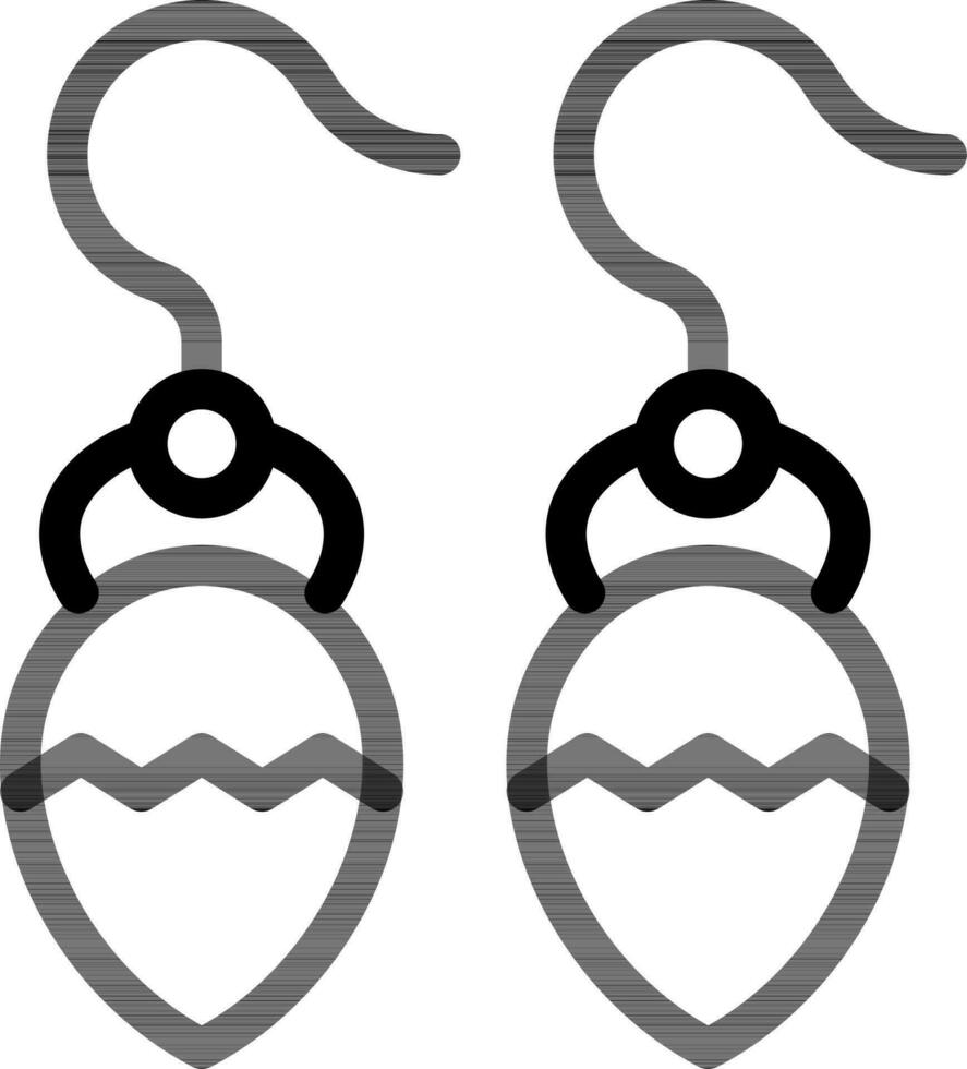 Hang earring icon in black outline. vector