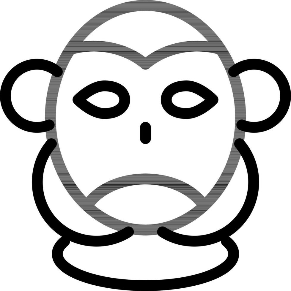 African mask icon in black line art. vector