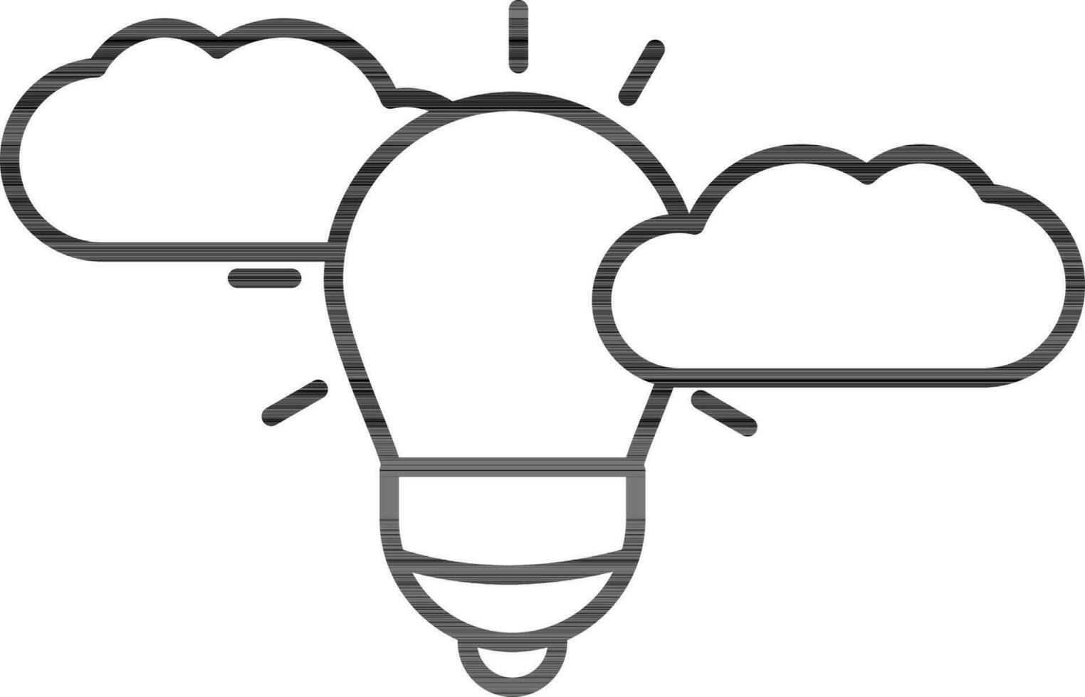 Isolated Cloud With Bulb Icon in Line Art. vector