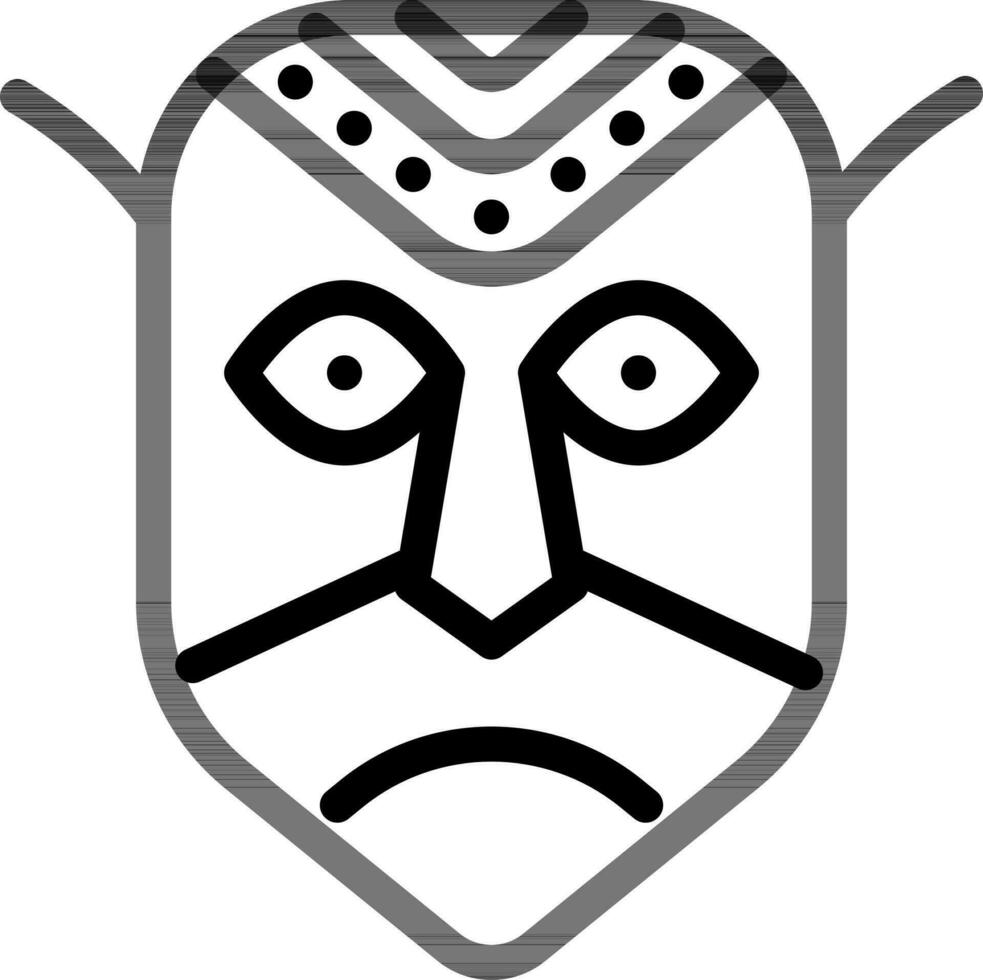 African mask icon in thin line art. vector