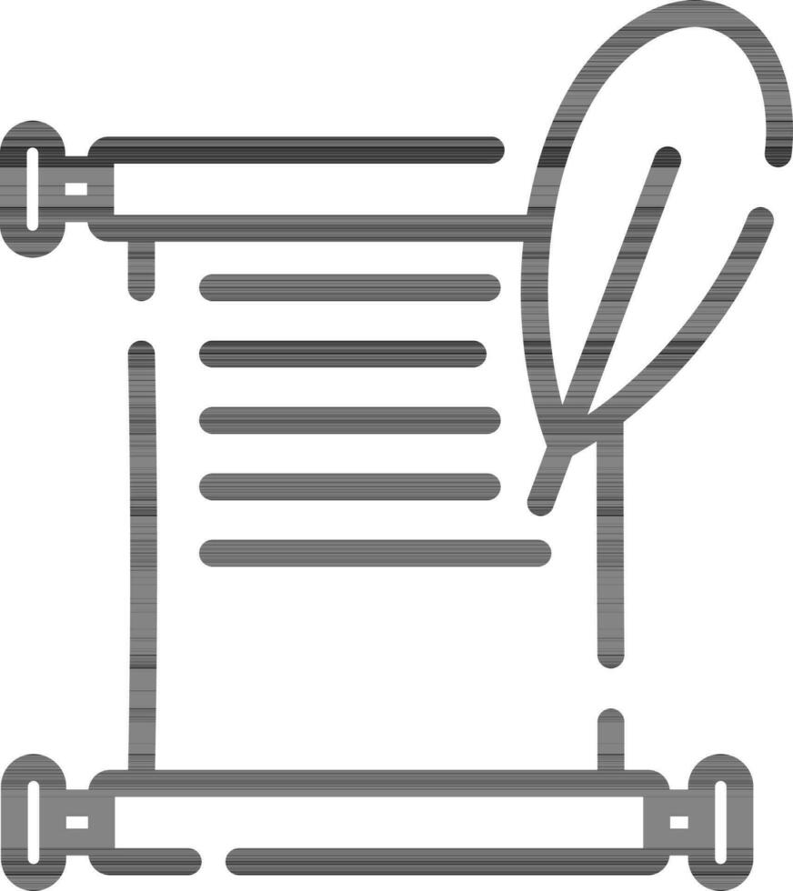 Scroll Letter with Feather Icon in Line Art. vector