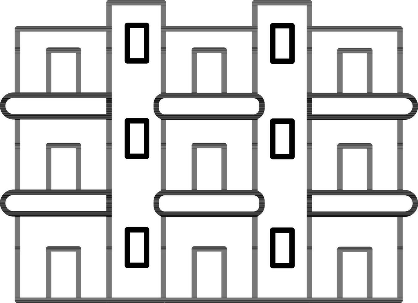 Apartment Buildings Icon in Black Line Art. vector