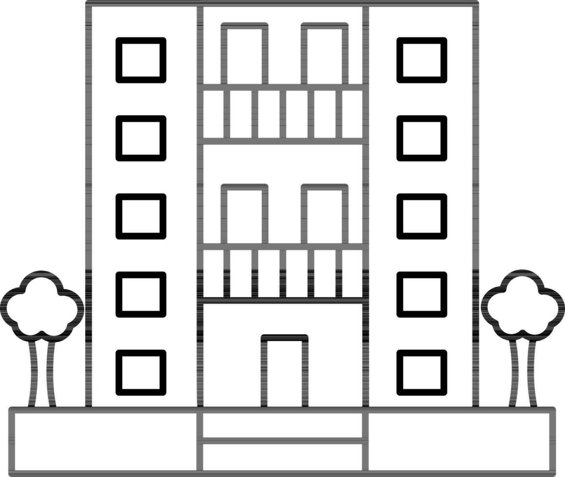 Apartment Buildings Icon in Black Line Art. vector