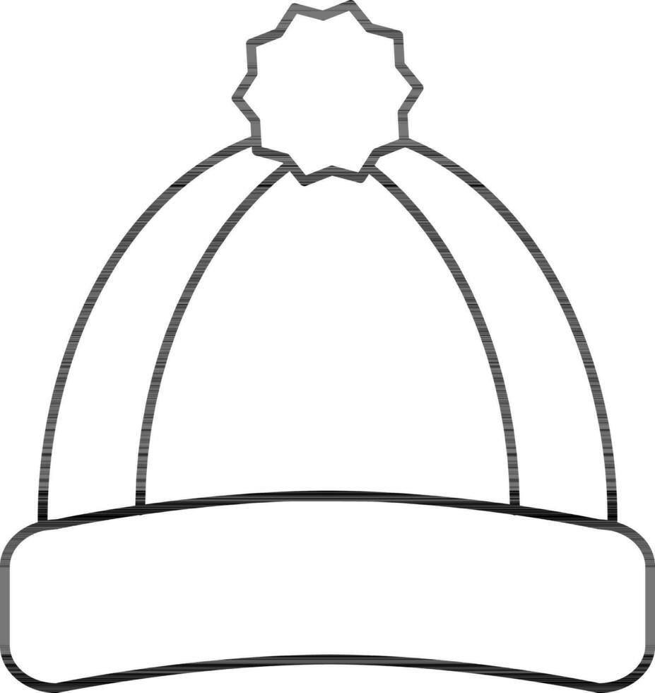 Isolated Winter Cap Icon in Thin Line Art. vector