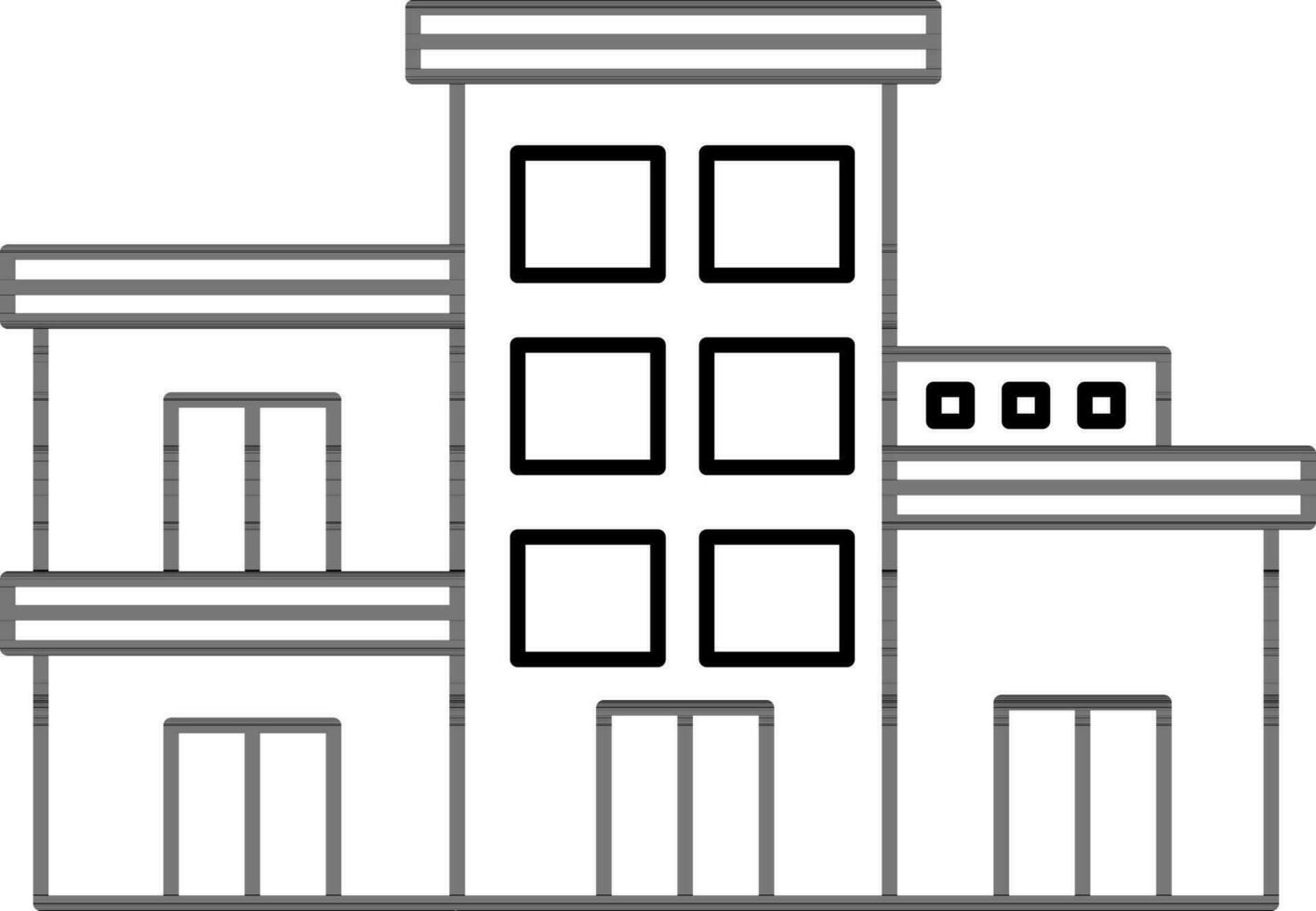 Line Art Building Icon in Flat Style. vector