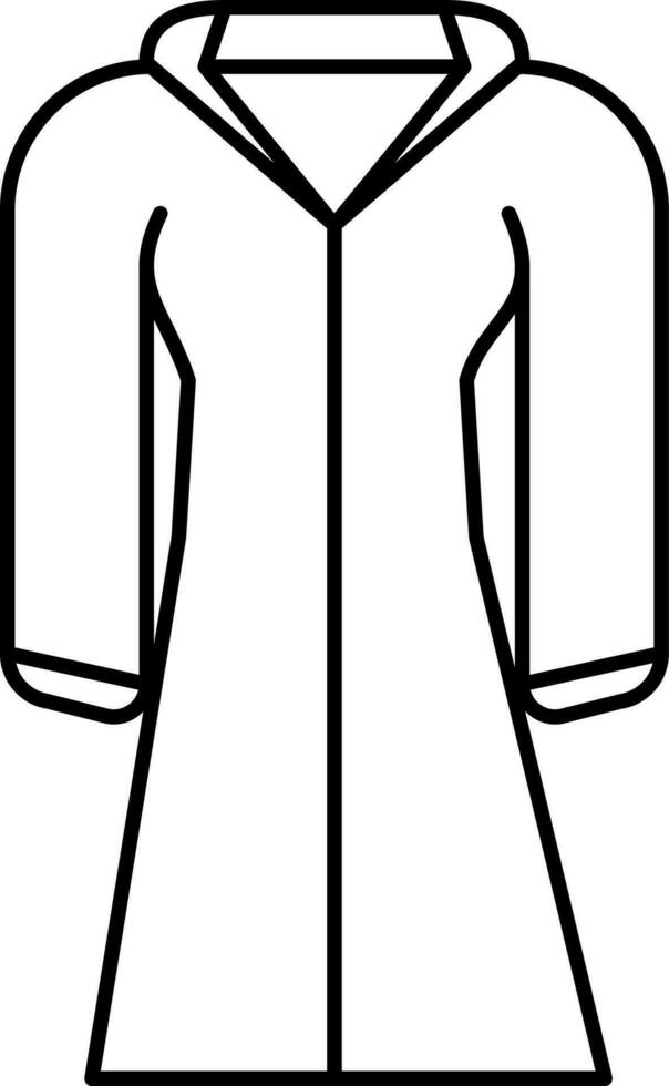 Isolated Long Coat in Black Line Art. vector
