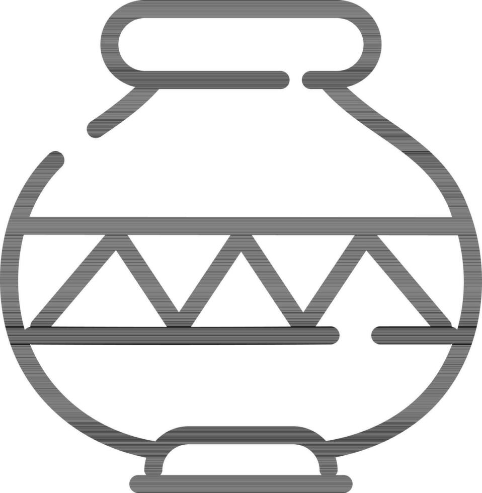 Ceramic Pot icon in Thin Line Art. vector