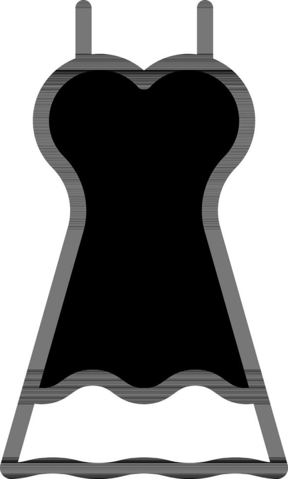 Sleeveless Dress Icon In Black And White Color. vector