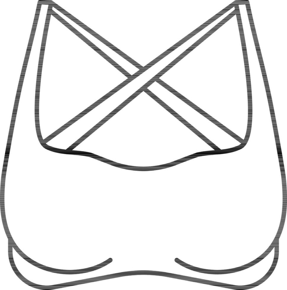 Flat Style Bra Icon in Black Line Art. vector