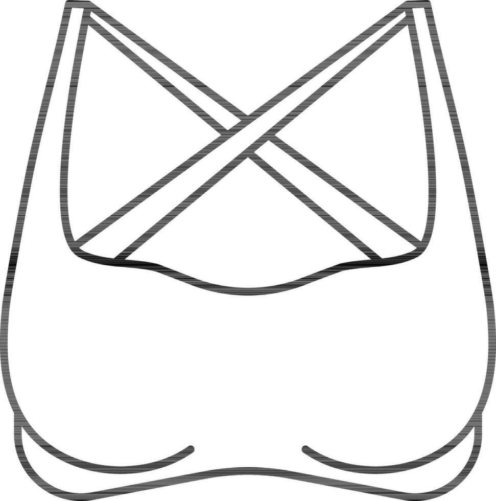 Flat Style Bra Icon in Black Line Art. vector