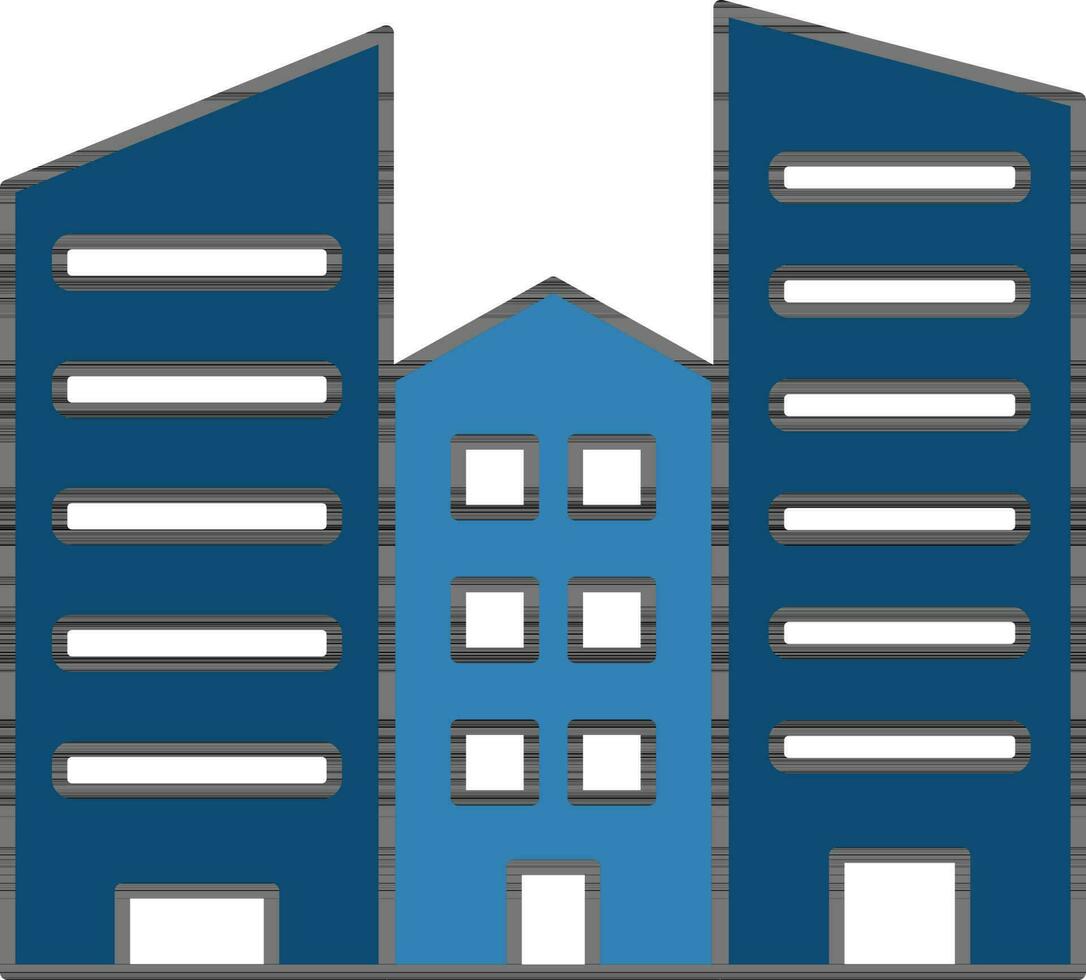 Building Or Apartment Icon In Blue And White Color. vector