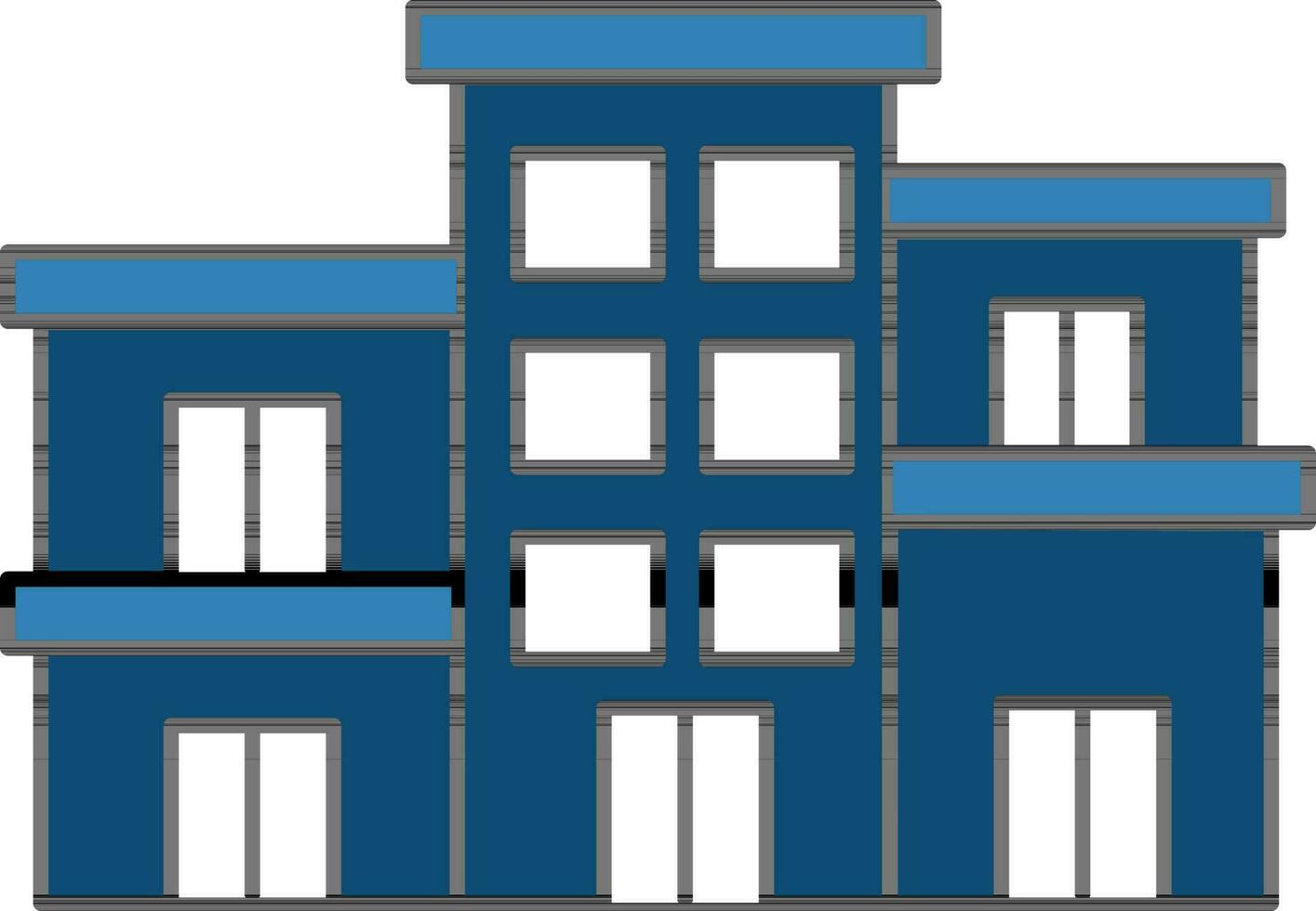 azul y blanco color edificio icono en plano estilo. vector