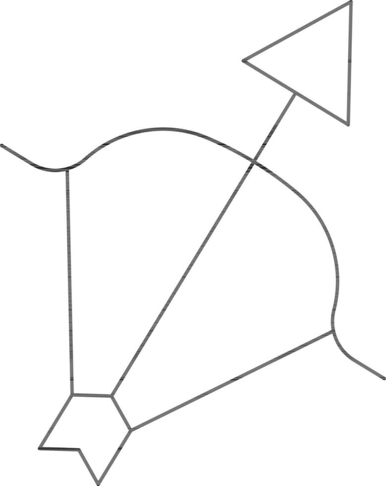 Bow And Arrow Icon In Black Outline. vector