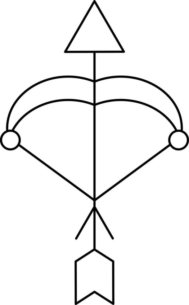 negro contorno arco y flecha icono en blanco antecedentes. vector