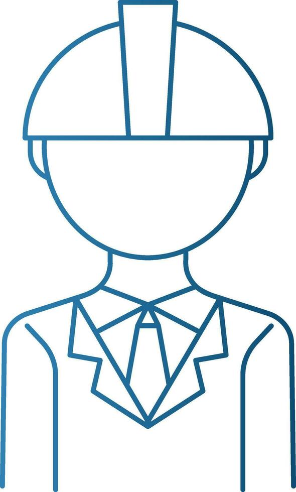 Engineer Man Icon In Blue Outline. vector