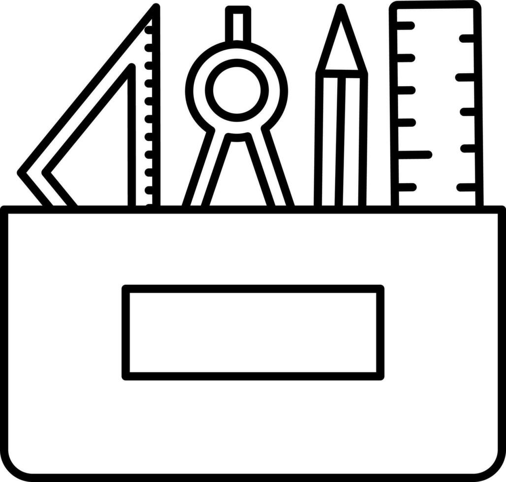 Illustration of Mathematical Tool Box Icon In Thin Line Art. vector