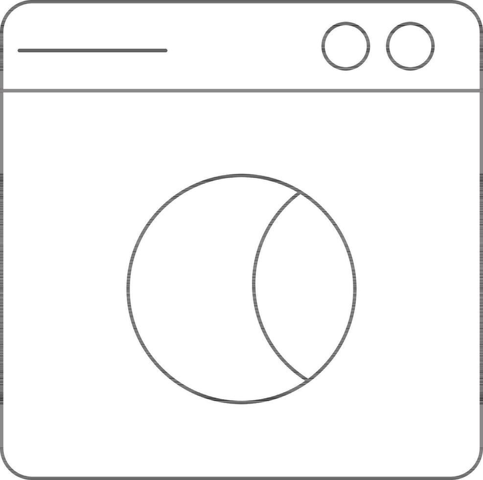 Black Line Illustration Of Washing Machine Icon. vector