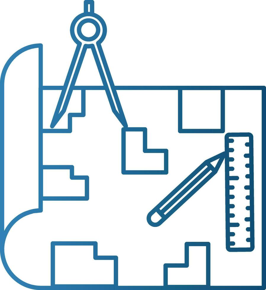 Illustration of Blue Print Icon In Flat Style. vector