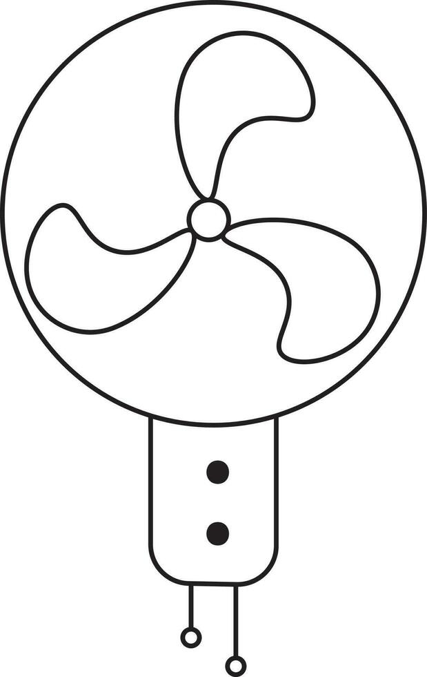 Wall Mounted Fan Icon in Black Line Art. vector