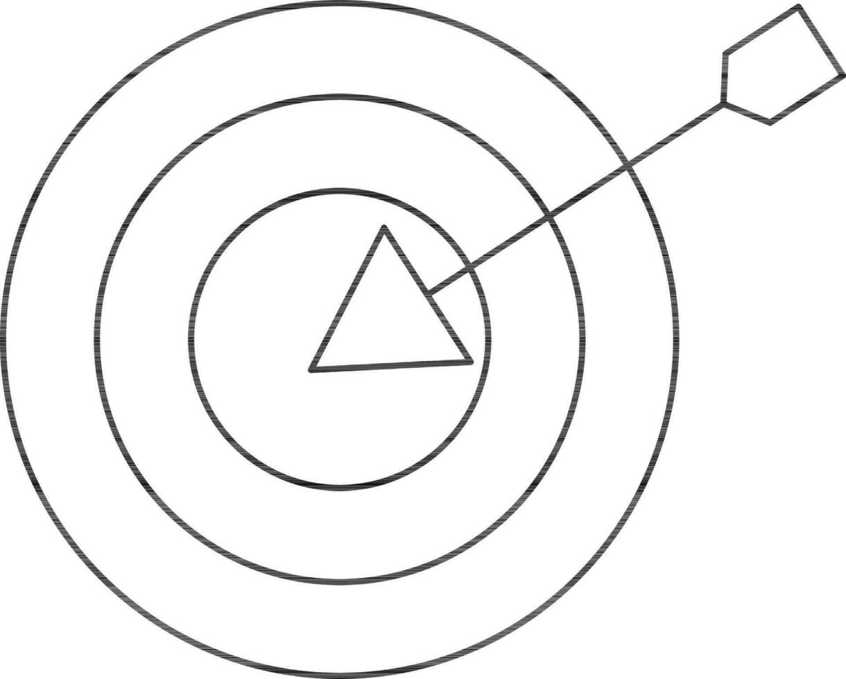 Dartboard With Arrow Icon In Black Line Art. vector