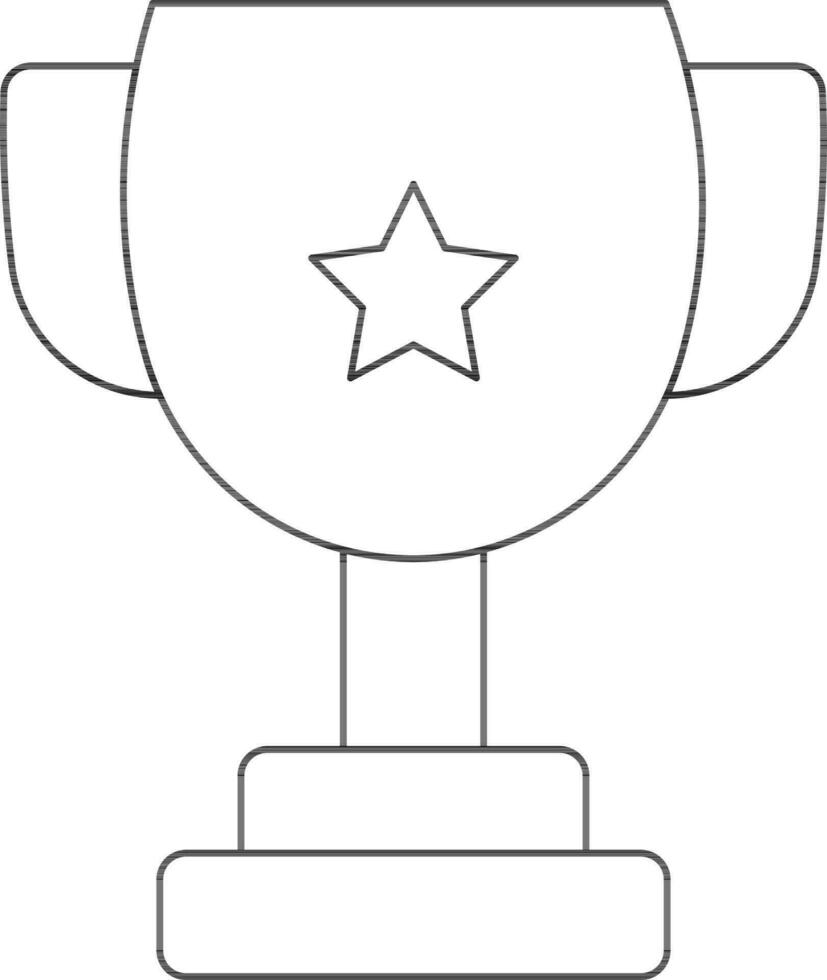 Trophy Cup Icon In Black Line Art. vector