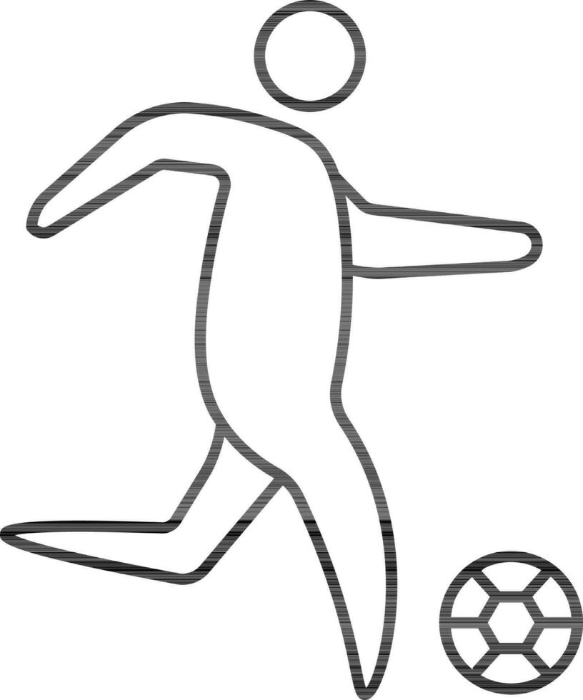 Football Player Icon In Black Line Art. vector