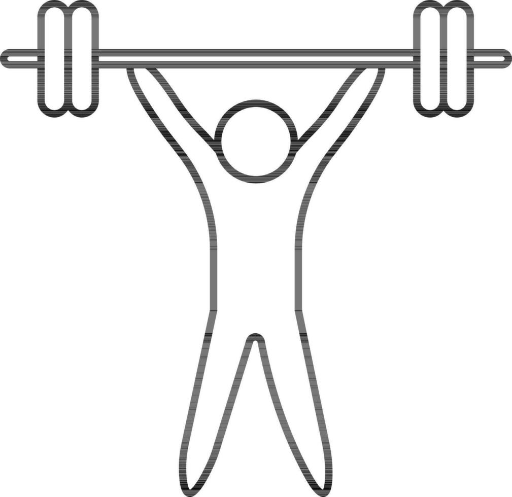 Weightlifting Icon In Black Line Art. vector