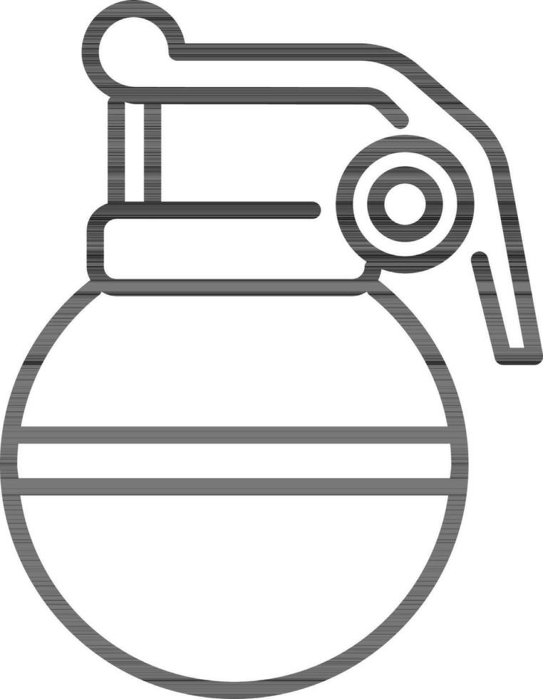 Hand grenade bomb icon in black outline. vector