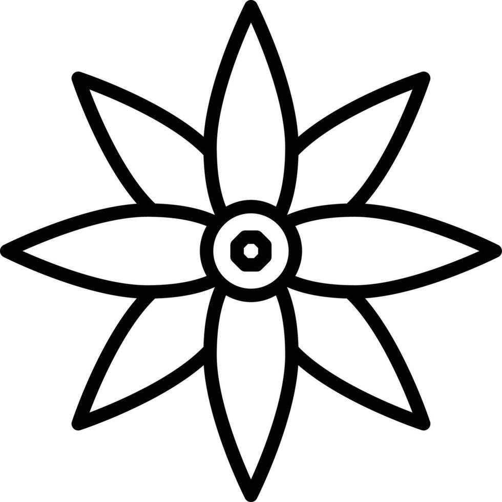 Black Line Art Flower Icon in Flat Style. vector