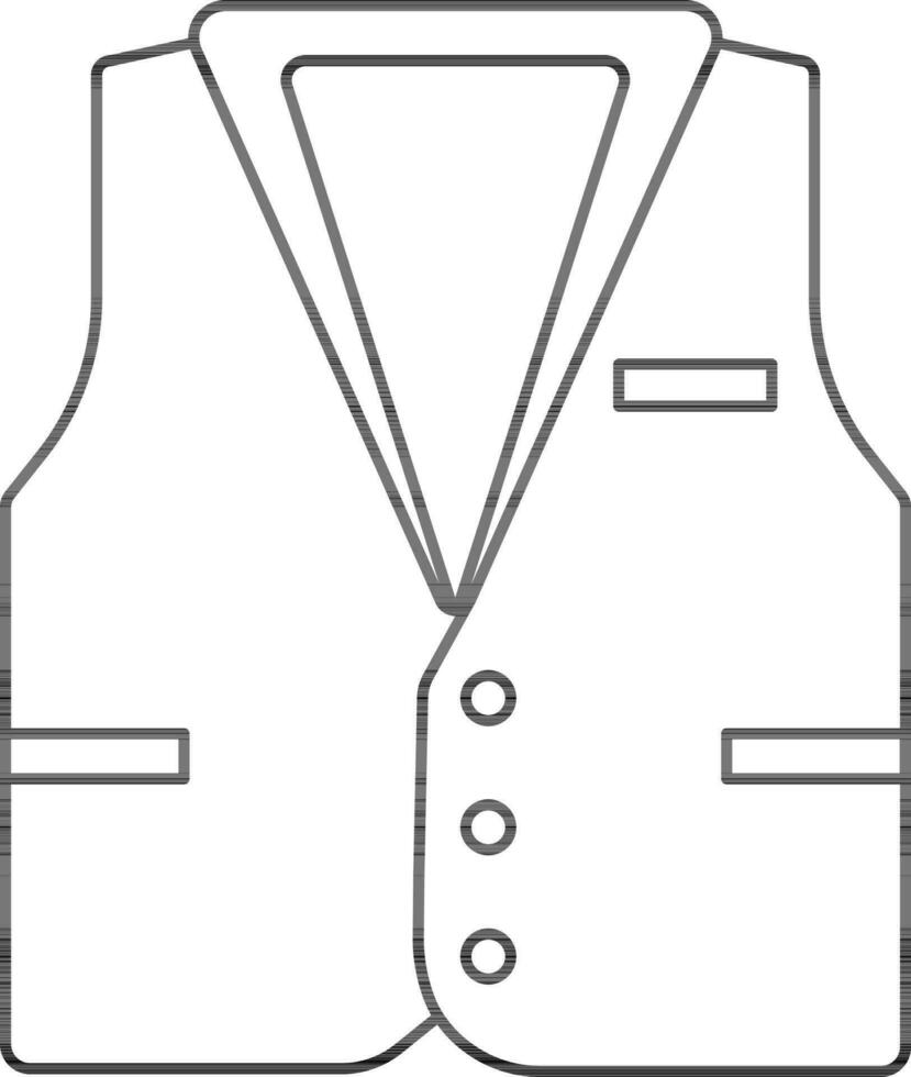 Waistcoat Icon Or Symbol In Line Art. vector