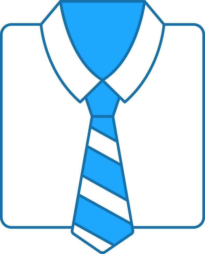Illustration Of Shirt And Tie Icon In Blue And White Color. vector