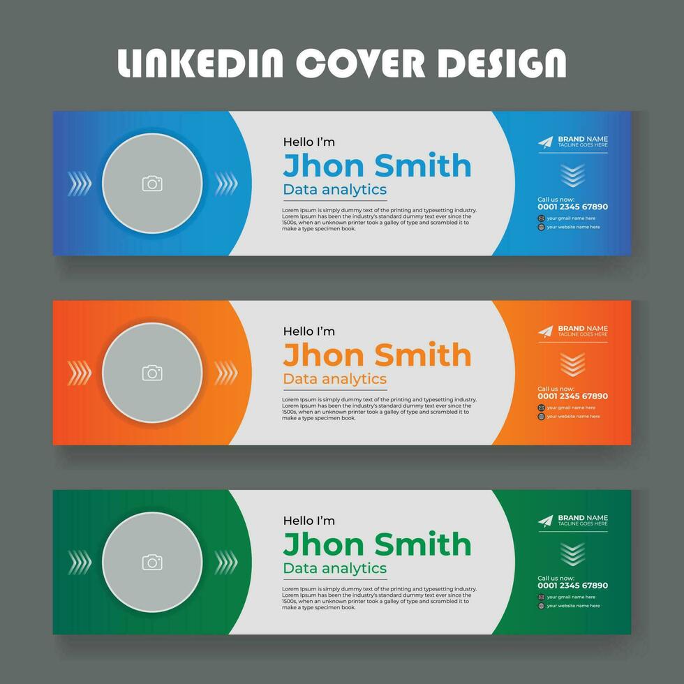 Corporate linkedin cover and banner design template set, background for LinkedIn header, technology linkedin banner template design, Modern business display advertising showcase social media cover vector