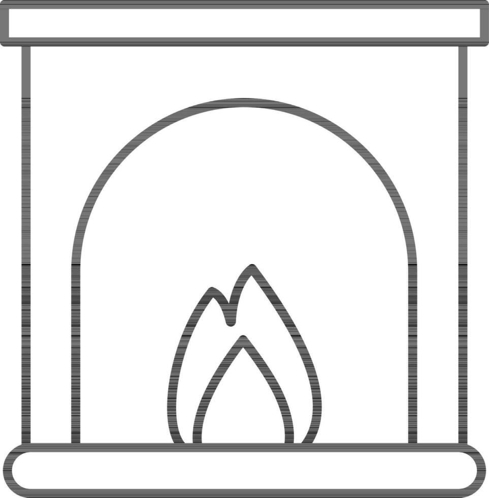 Fireplace Icon In Black Outline. vector