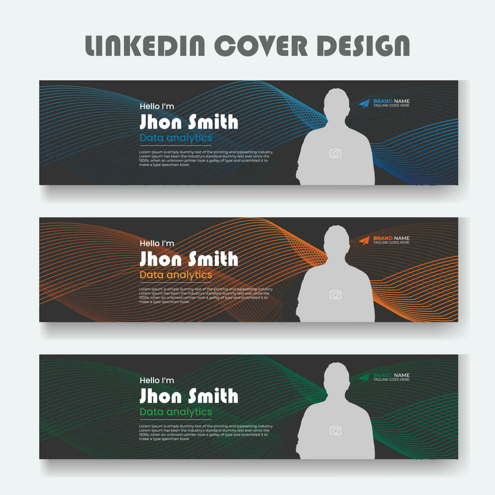 Corporate linkedin cover and banner design template set, background for