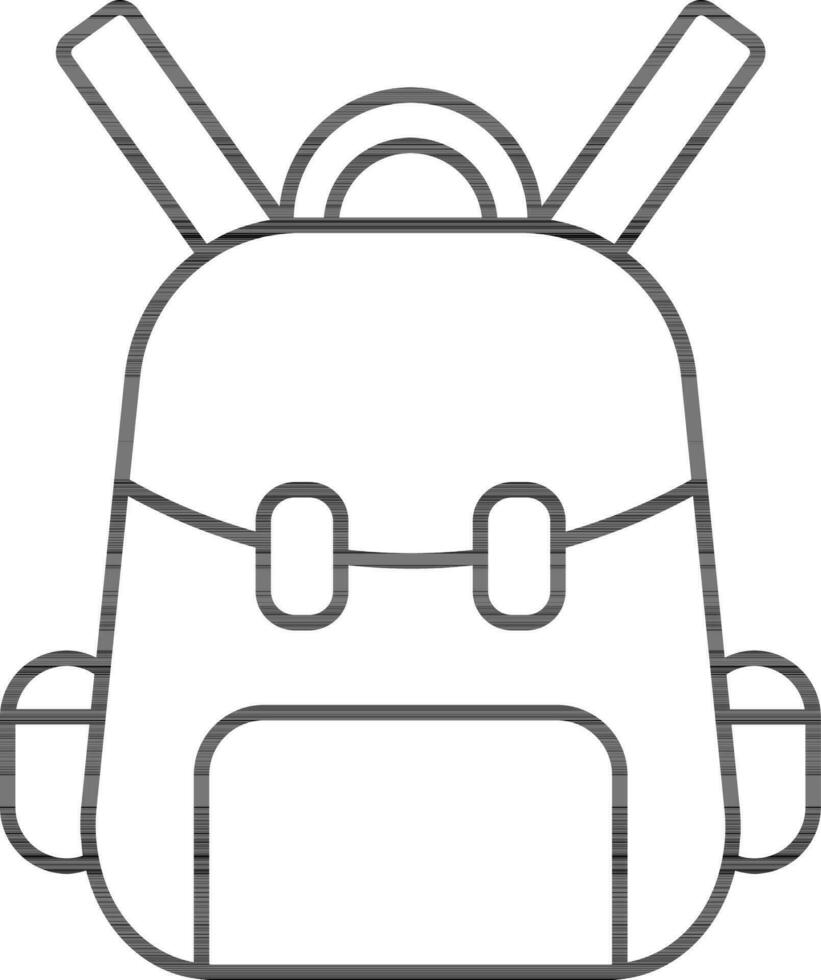 Backpack Icon In Black Outline. vector