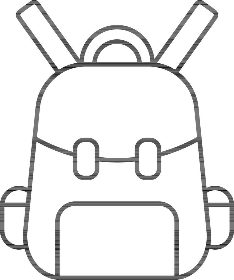 Backpack Icon In Black Outline. vector