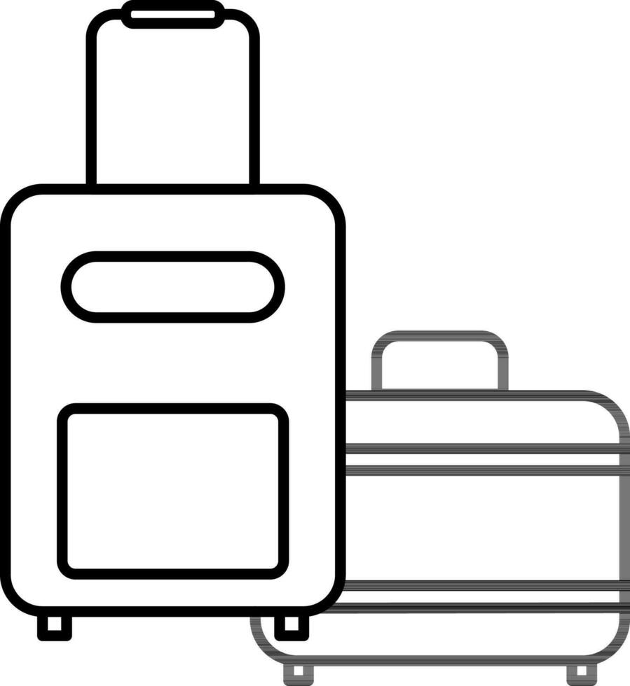 Flat Style Luggage Or Suitcase Icon In Black Outline. vector
