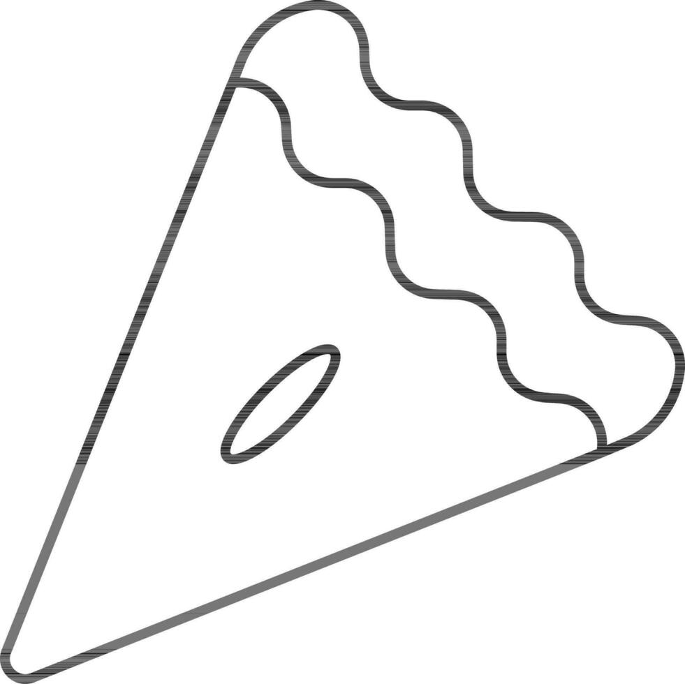 Pizza Slice Icon In Black Line Art. vector