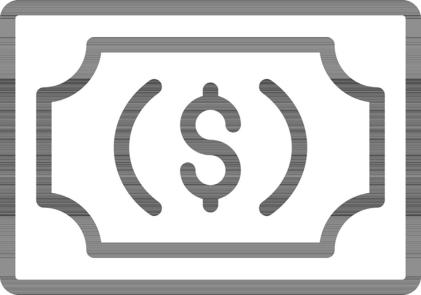 Black Outline Dollar Money Icon on White Background. vector