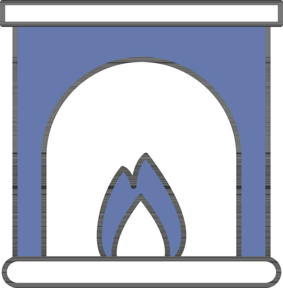 Fireplace Icon In Blue And White Color. vector