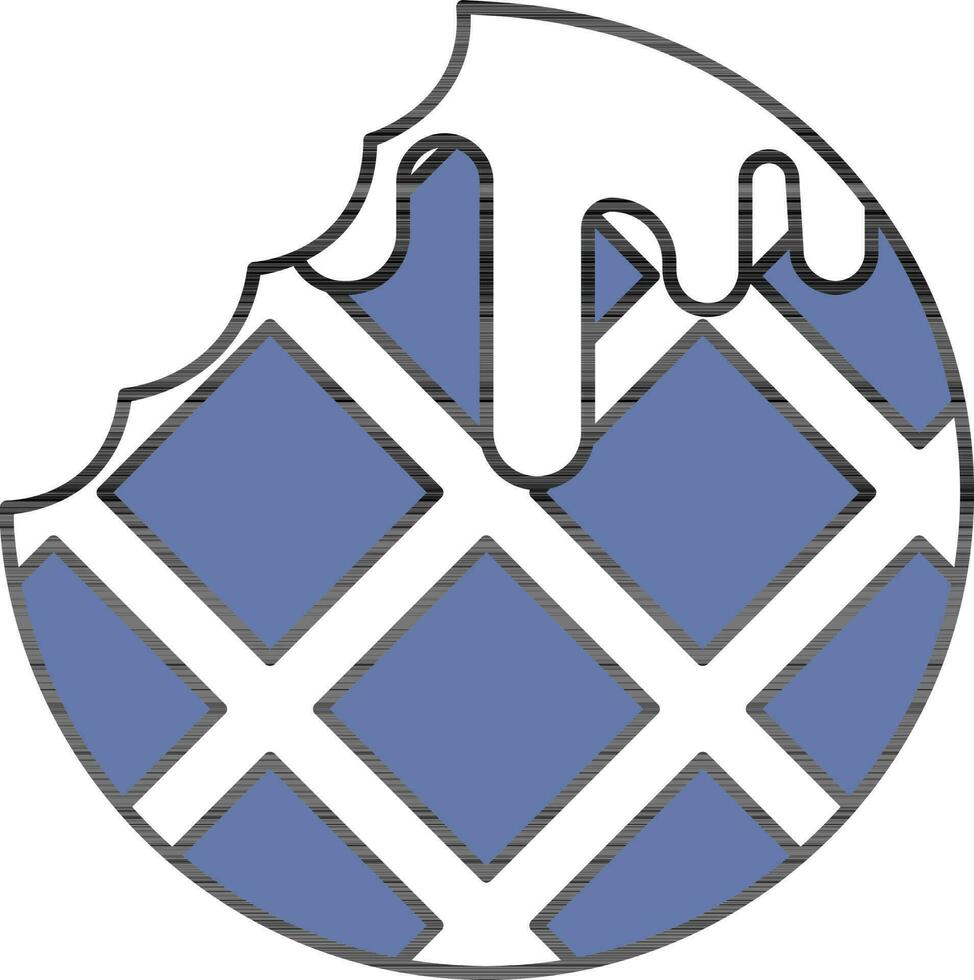 Cream Cookies Icon In Blue And White Color. vector